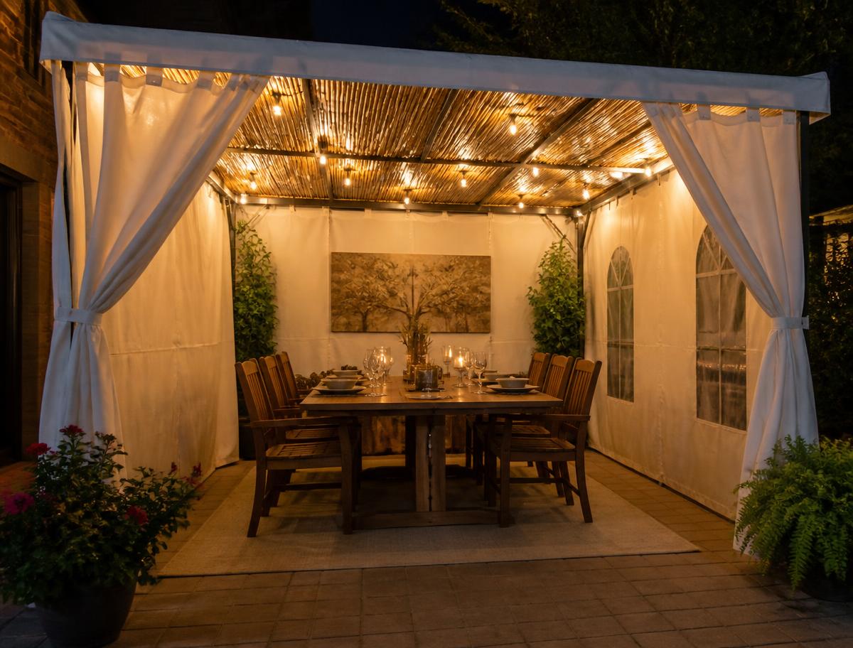 Large square canvas sukkah with an open, spacious interior layout